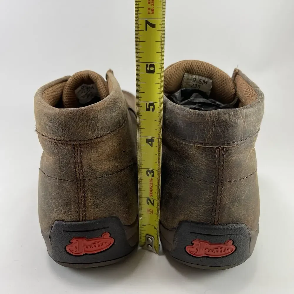 Justin Boots 235 Steel Toe Work Boots Brown Cappie Casual Mens Size 9.5 Chukka